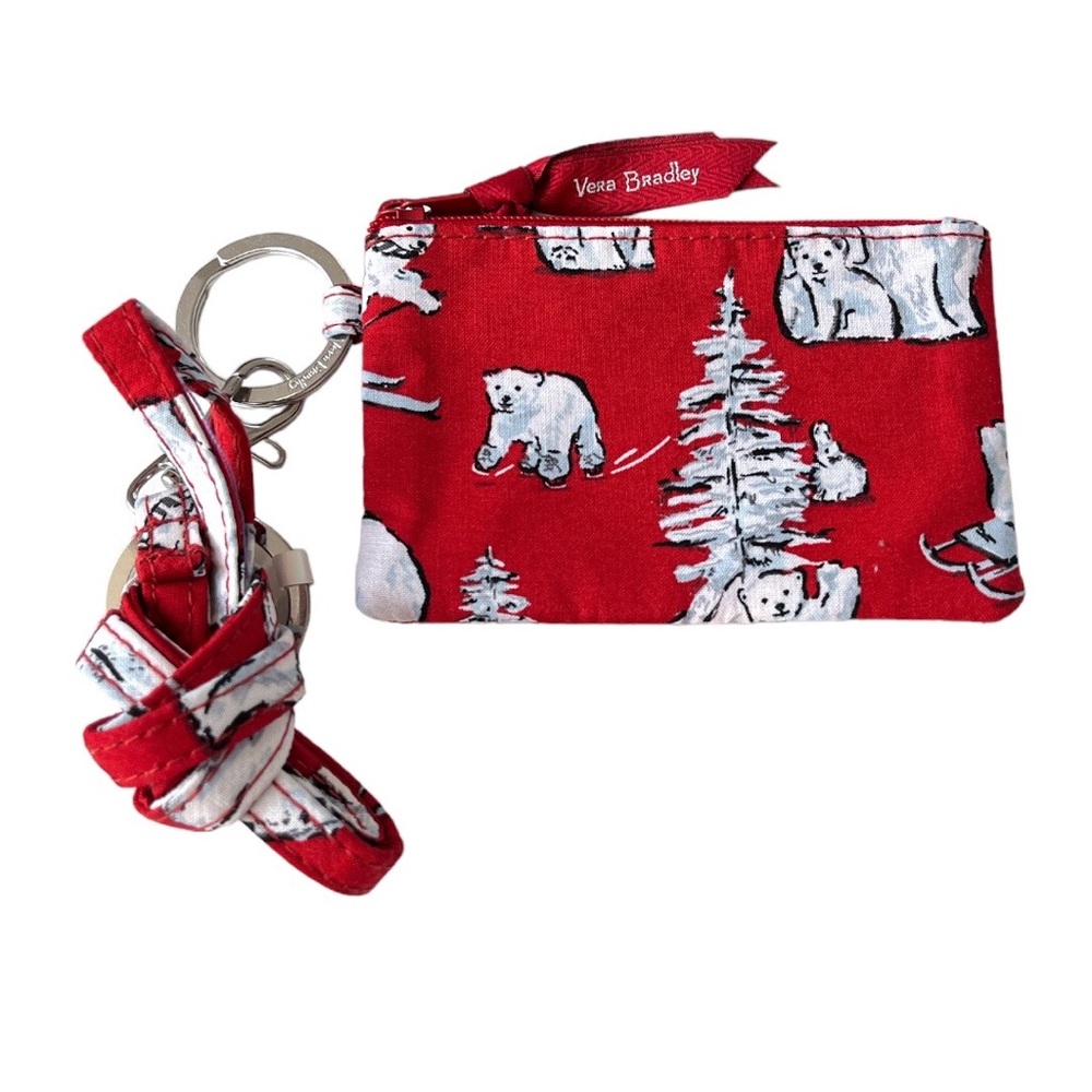 Vera Bradley Zip ID and Lanyard Beary Merry Red